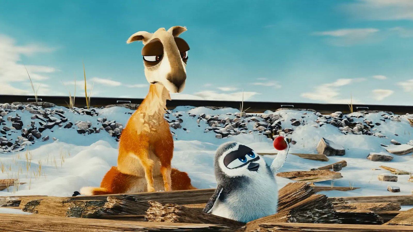 The Blender film Caminandes 3: Llamigos playing on a living-room TV during an AIX Player cast